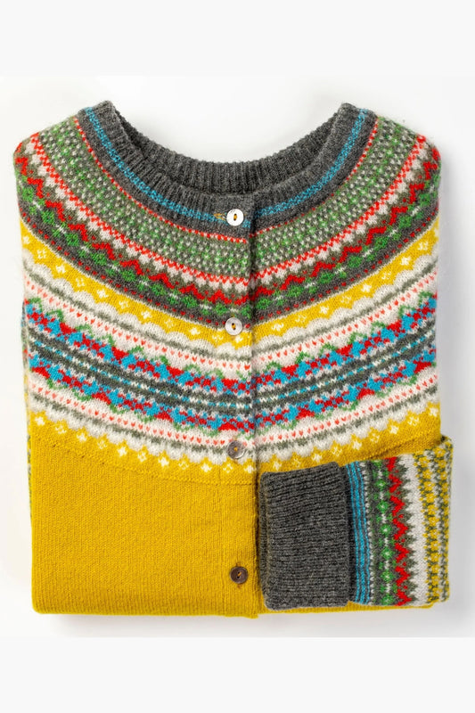 ERIBE Alpine Fairisle Yoke Pattern & Tweed Detail Cardigan Picalilli C3735