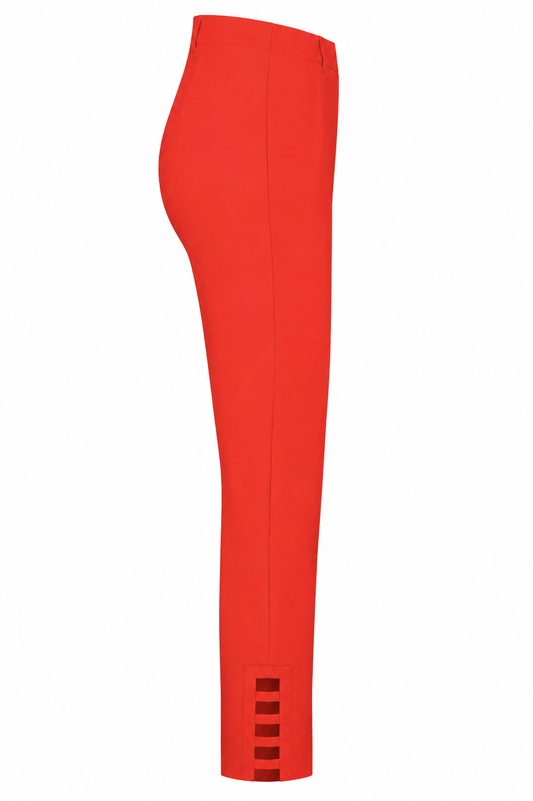 Robell Lena 09 Cut Out Detail Trousers Poppy Red 52550-5499-331