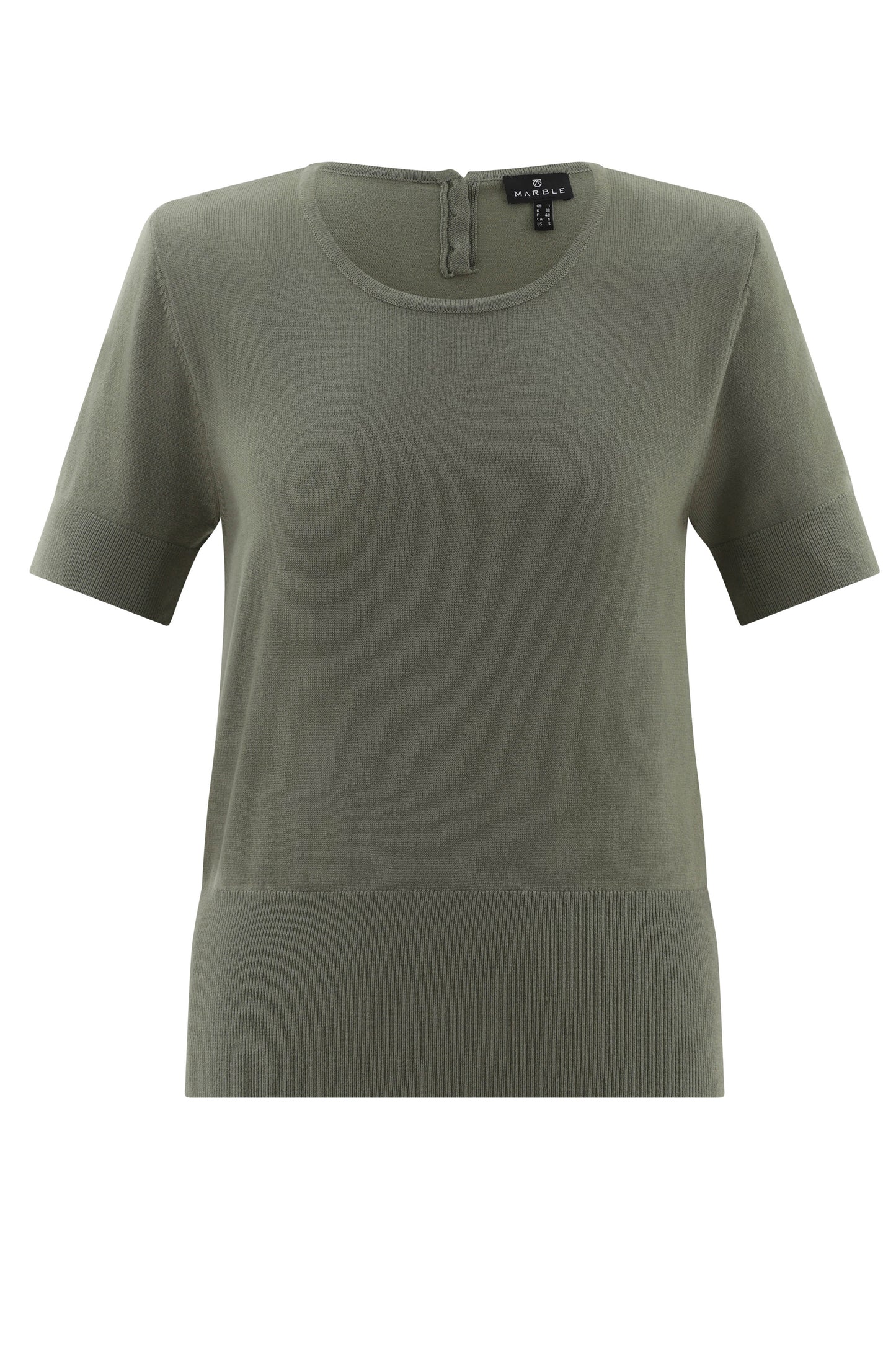 Marble Fine Knit Button Detail Top Khaki 7512-123