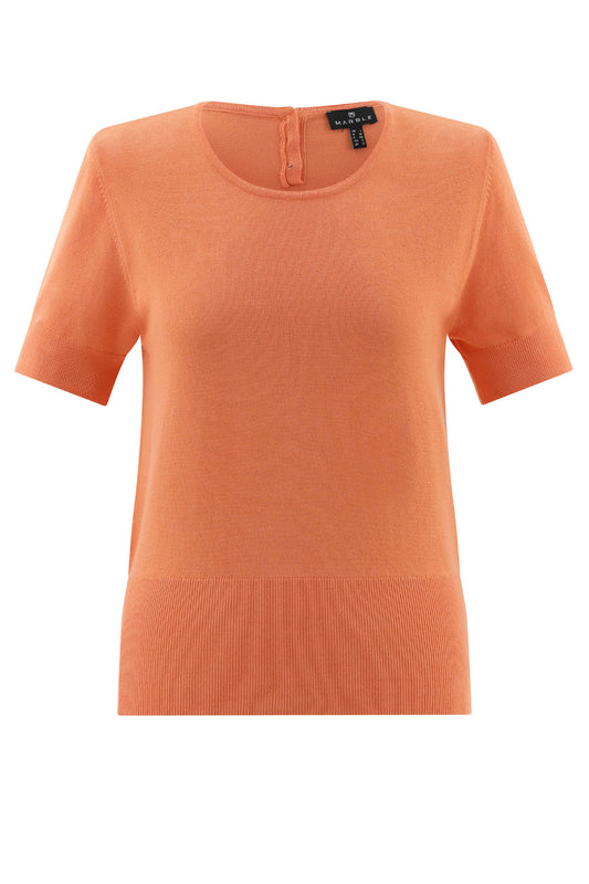 Marble Fine Knit Button Detail Top Orange 7512-191
