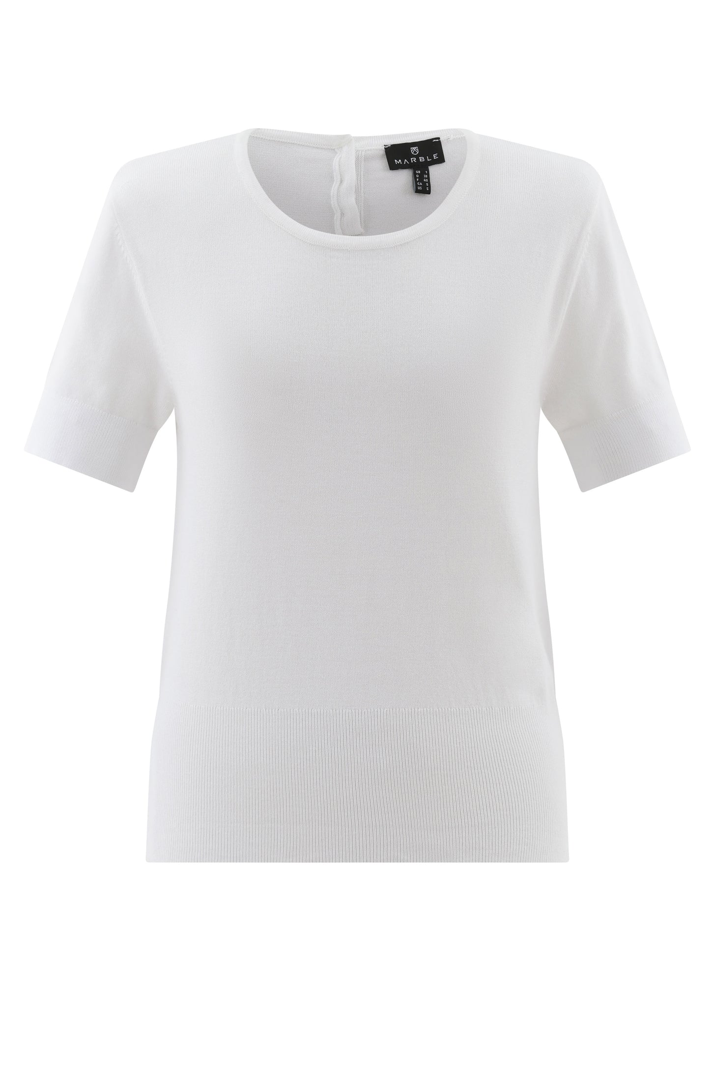 Marble Fine Knit Button Detail Top White 7512-102