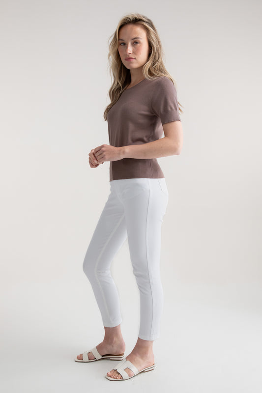 Marble Fine Knit Button Detail Top Toffee 7512-122