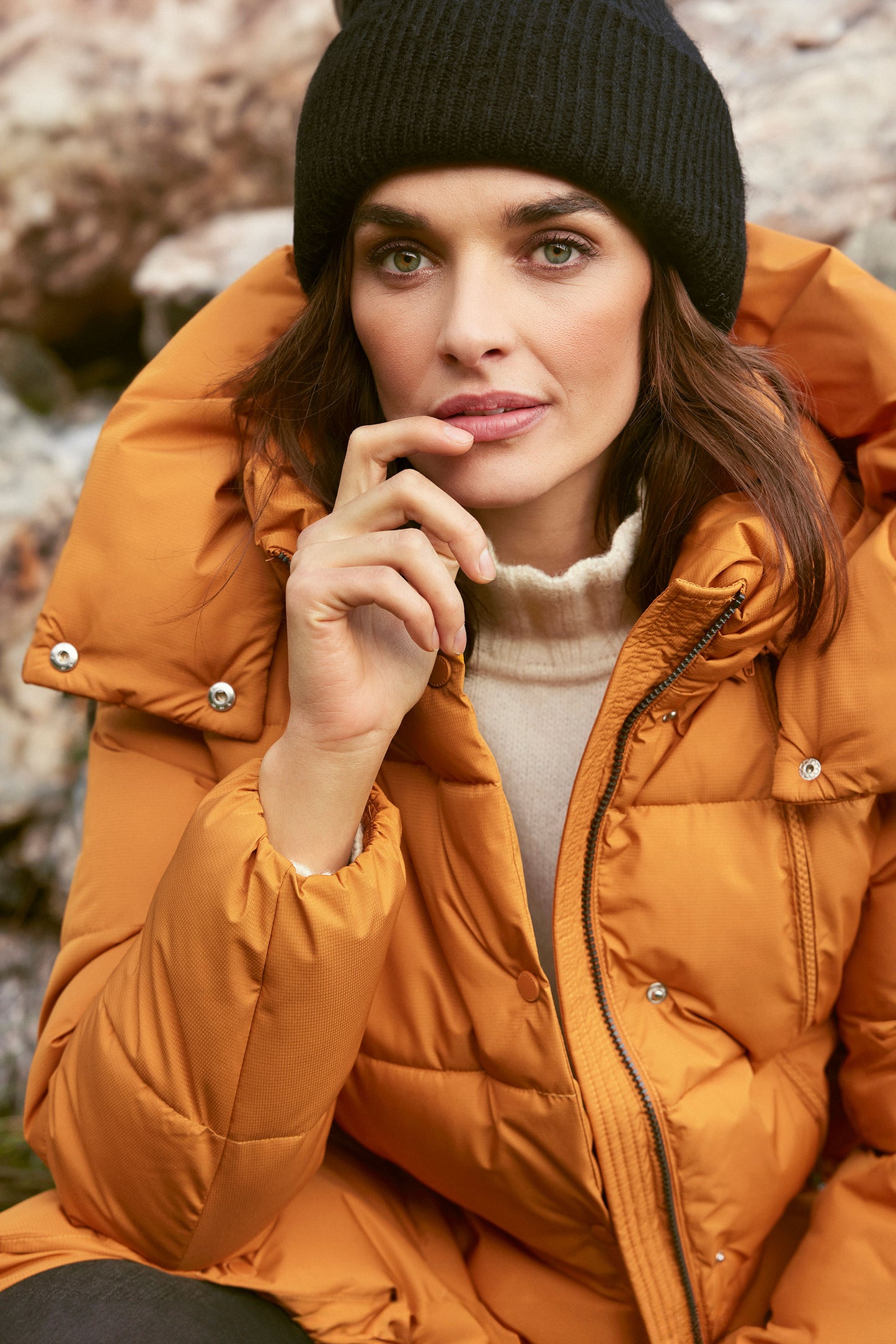 Frandsen Quilted Longline Coat Mustard 306-620-28