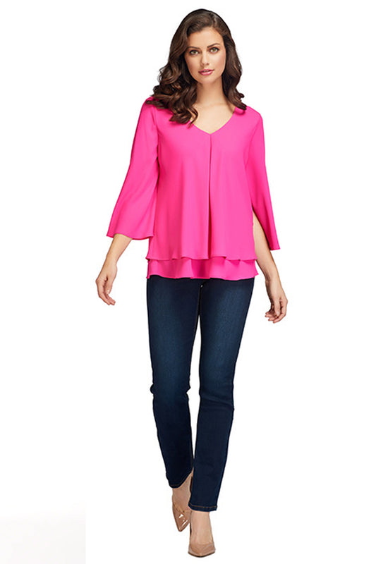 Frank Lyman Double Layer Chiffon Blouse Candy Pink 176335