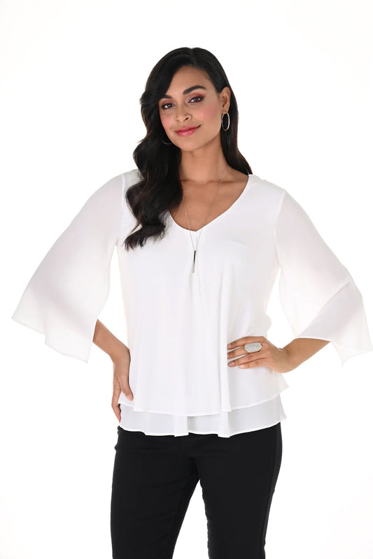 Frank Lyman Double Layer Chiffon Blouse Off White 176335