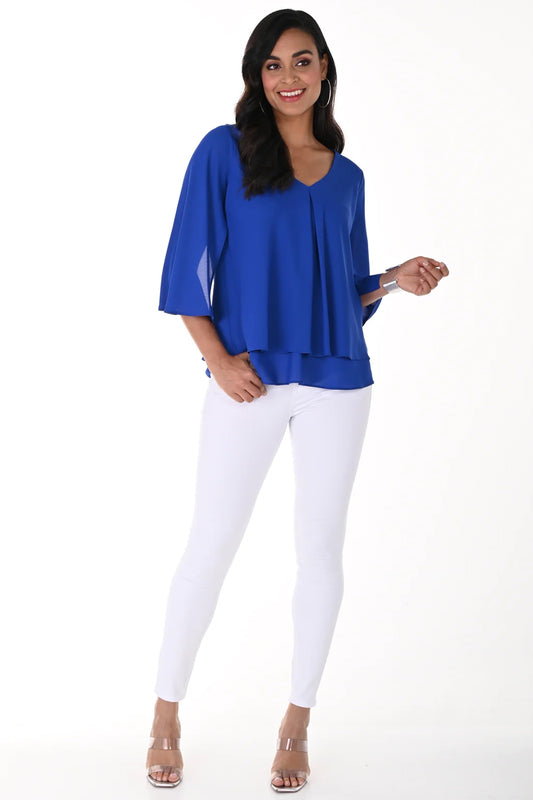Frank Lyman Double Layer Chiffon Blouse Royal Blue 176335