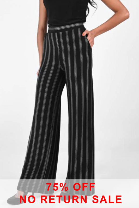 Frank Lyman Stripe Wide Leg Pants Black 223595