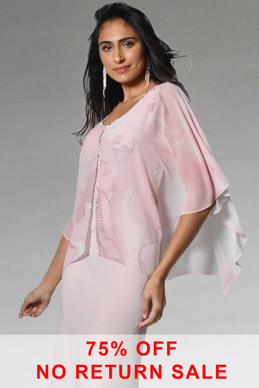 Frank Lyman Floral Chiffon Overlay Dress Blush 228256