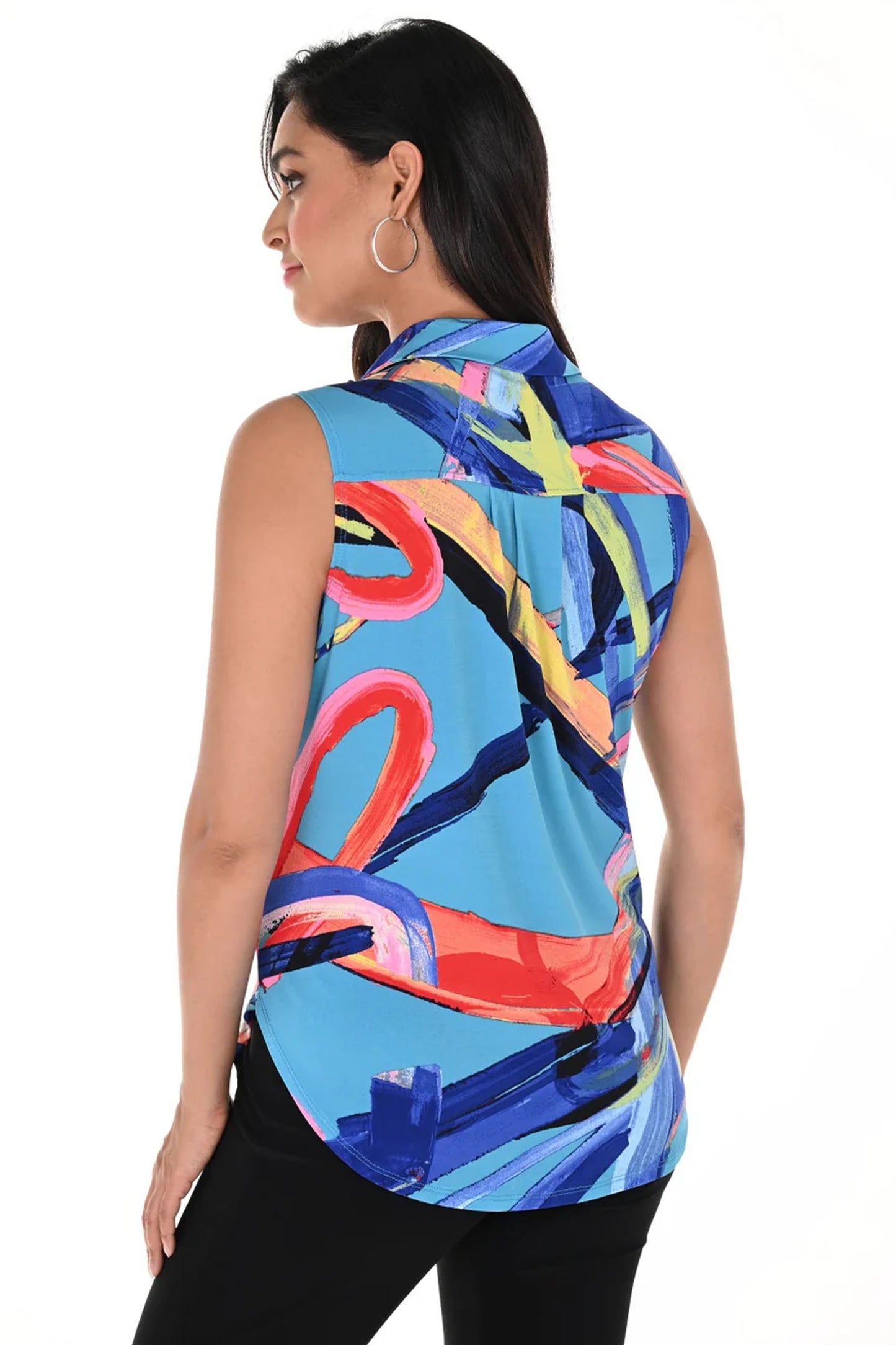 Frank Lyman Abstract Print Diamante Zip Top Multi 246132-3103