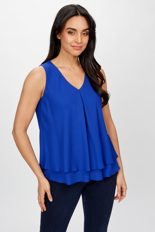 Frank Lyman Double Layer Chiffon Blouse Royal Blue 61175