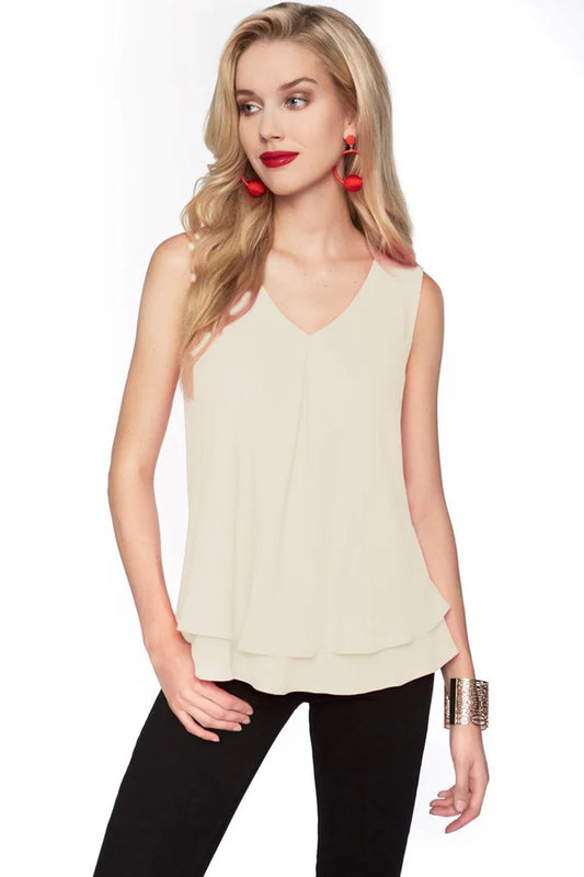 Frank Lyman Double Layer Chiffon Blouse Vanilla 61175