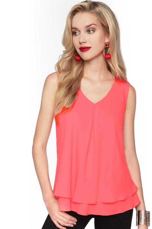 Frank Lyman Double Layer Chiffon Blouse Salmon 61175