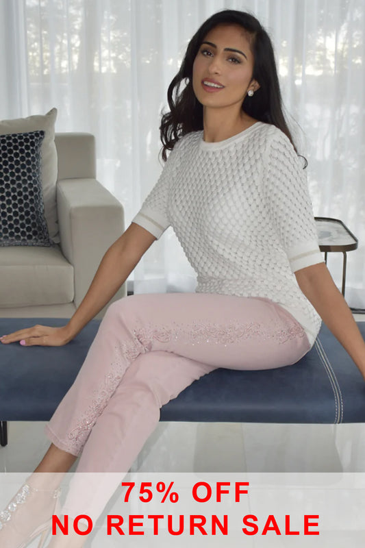 Frank Lyman Embellished Detail Jeans Blush 226138U