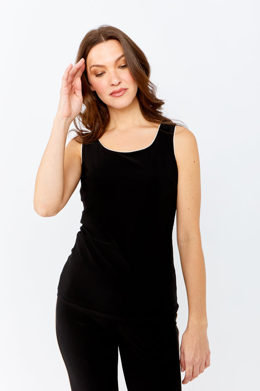 Frank Lyman Trim Detail Sleeveless Top Black  243011