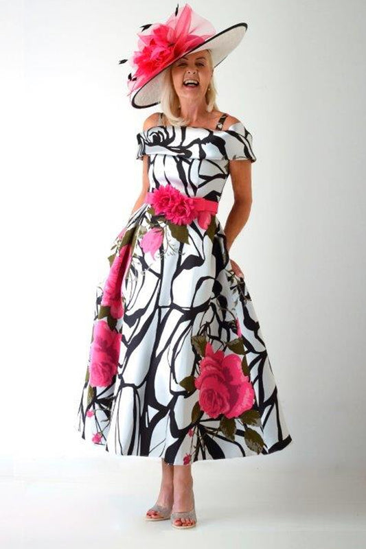 Gabriela Sanchez Floral Print Bardot Dress 5650