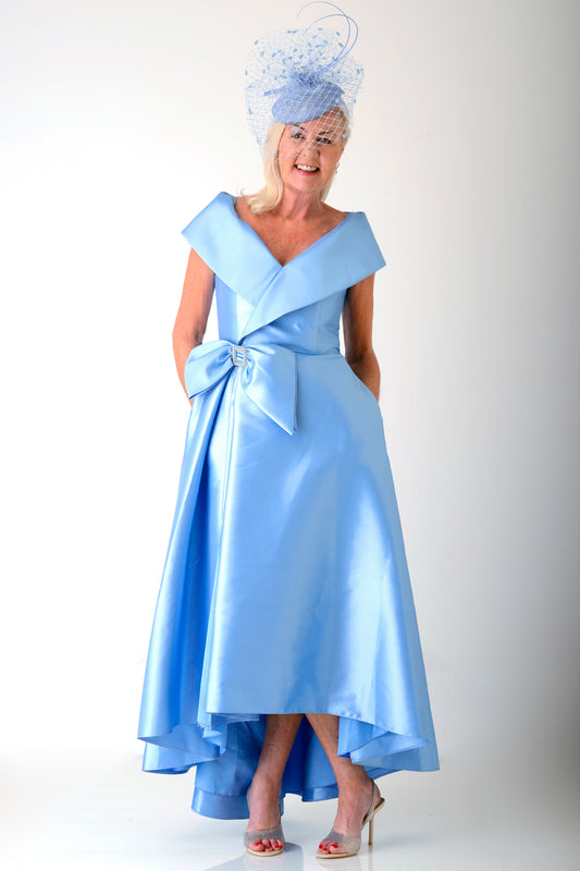 Gabriela Sanchez Off The Shoulder Dipped Hem Dress Lavender Blue 5709