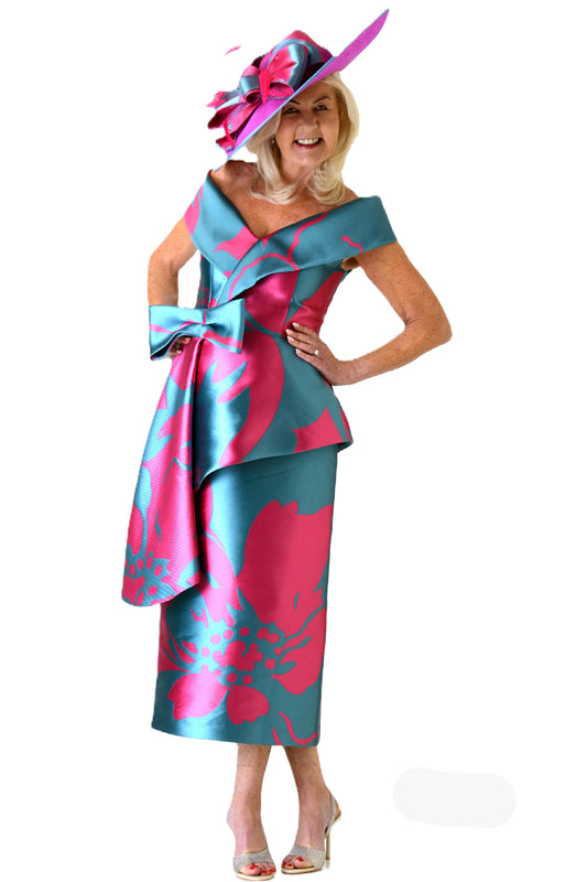 Gabriela Sanchez Dress Turquoise/Fuchsia 5697