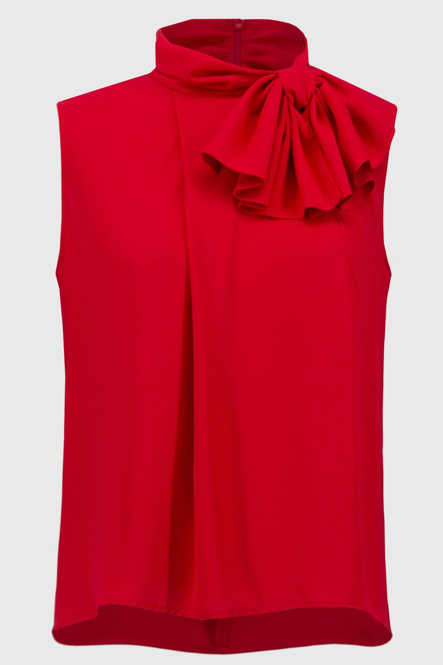 Joseph Ribkoff Georgette Sleeveless Top With Bow Collar Radiant Red 251115-4209
