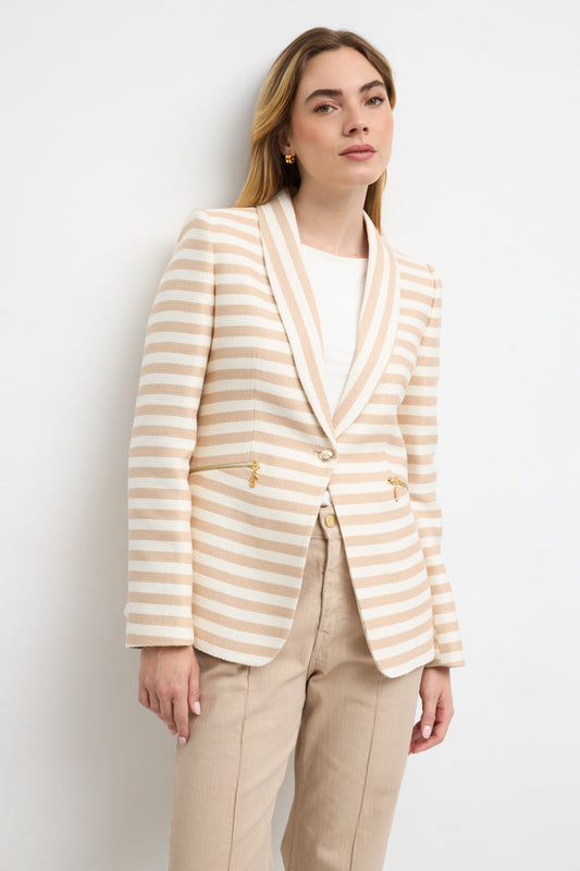Bariloche Striped Blazer Camel Girasol