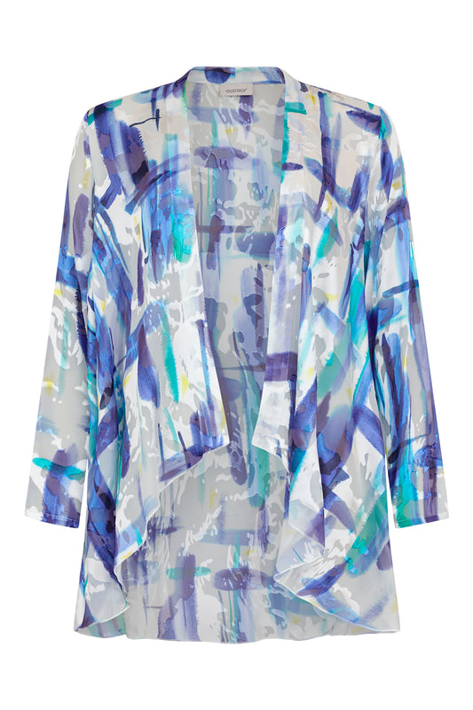 Godske Abstract Print Silk Blend Jacket French Navy/Multi 17321-1143-66