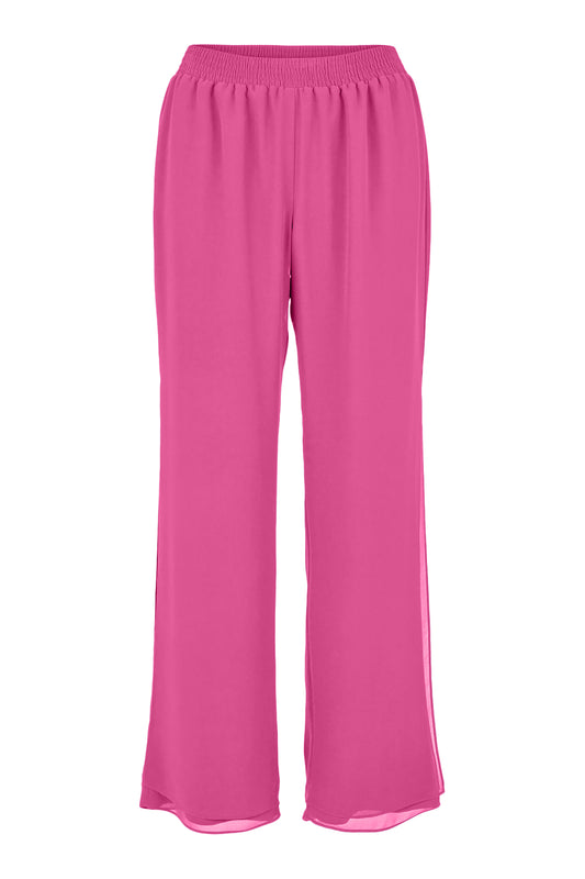 Godske Chiffon Overlay Split Detail Trousers Fuchsia 11200-4086-5505