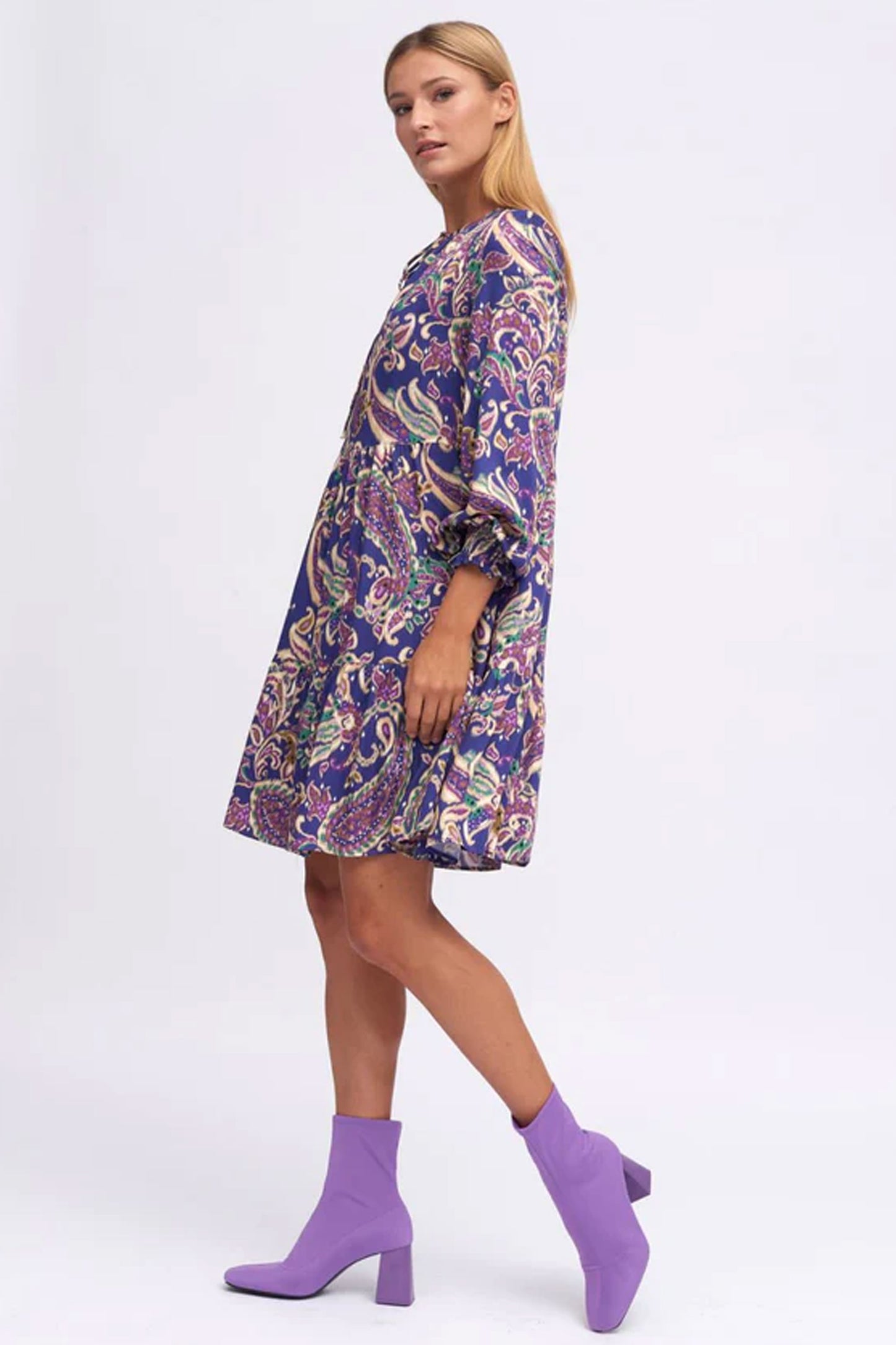 Bariloche Gudar Paisley Print Dress Purple