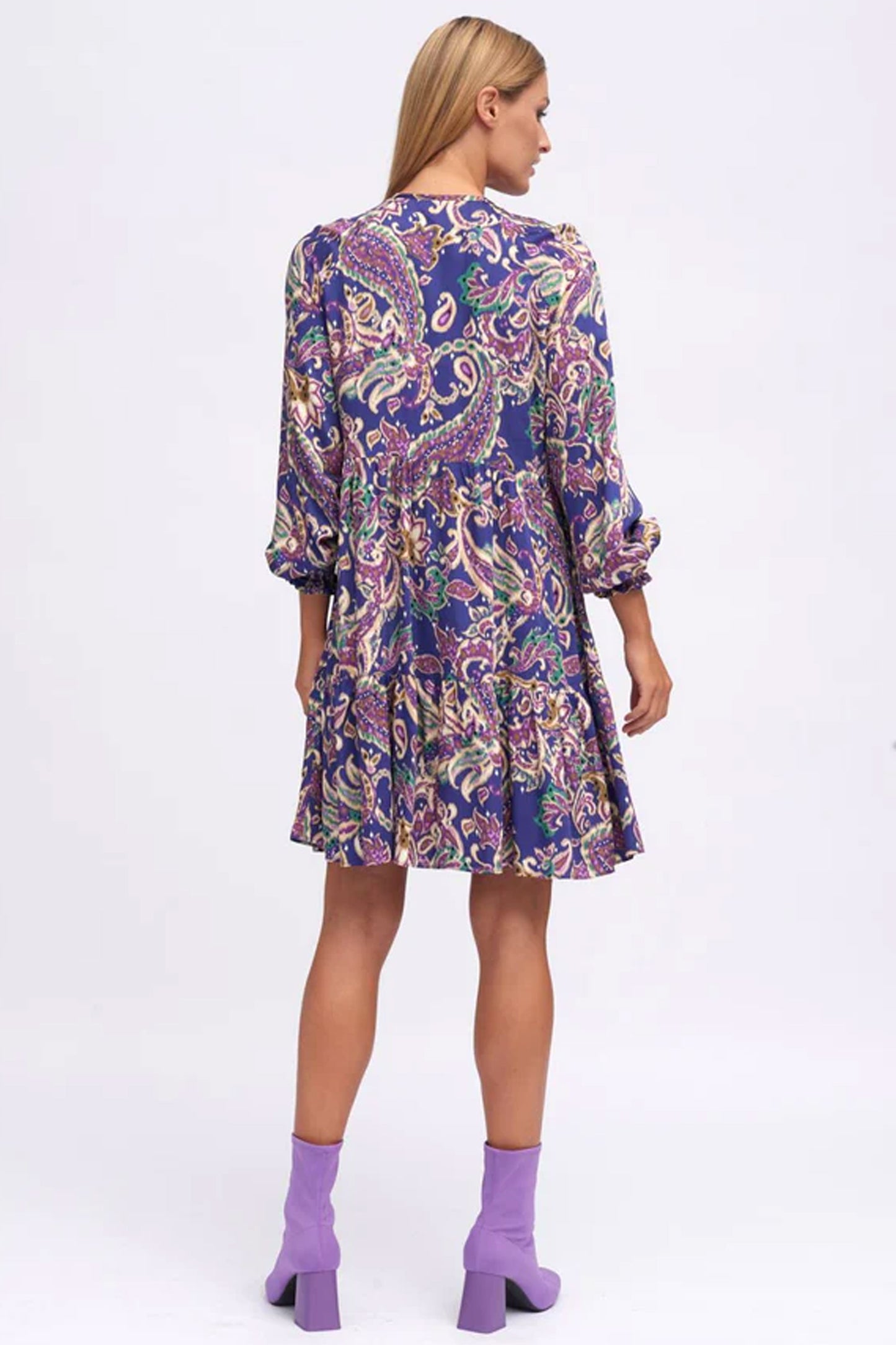Bariloche Gudar Paisley Print Dress Purple