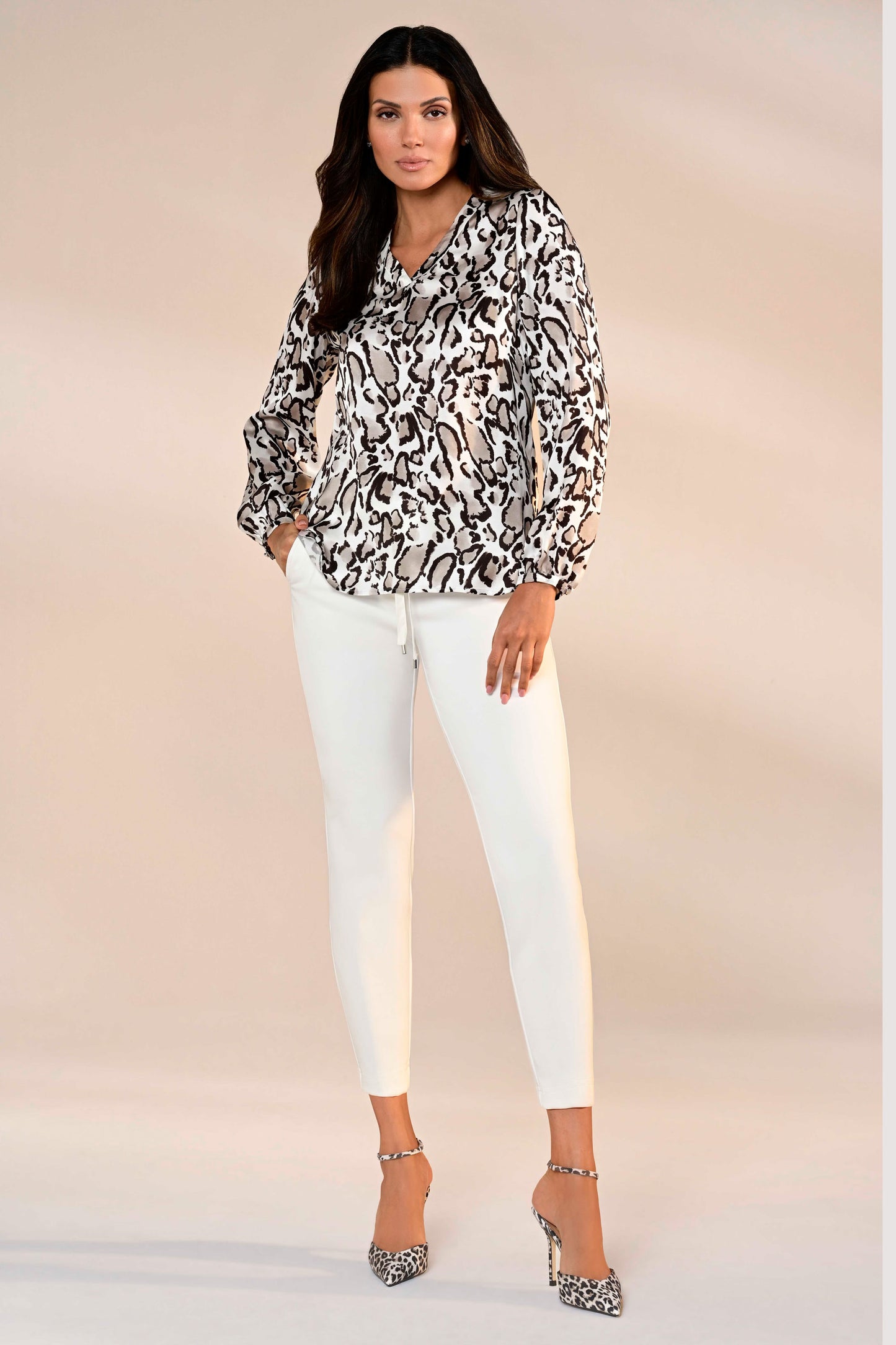 I'cona Animal Print Blouse Light Taupe 66053-60359-151