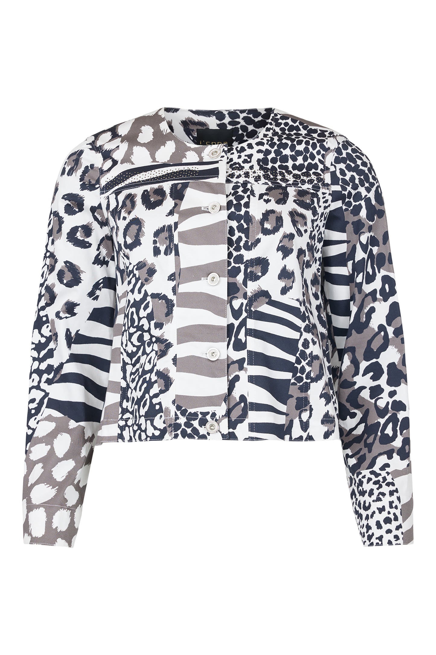I'cona Animal Print Short Length Jacket - Grey - 67339-60311-97