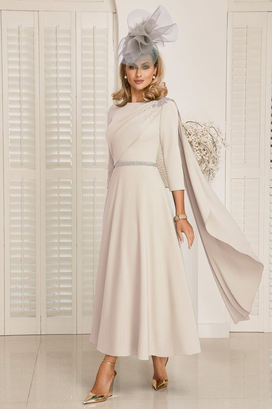 Invitations by Veni Drape Sleeve Detail Dress Ivory 29880B
