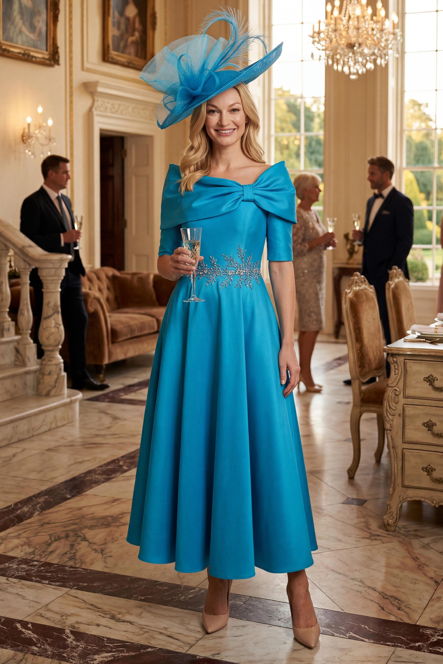 Irresistible Embellished Trim Dress Tuquoise IR9913