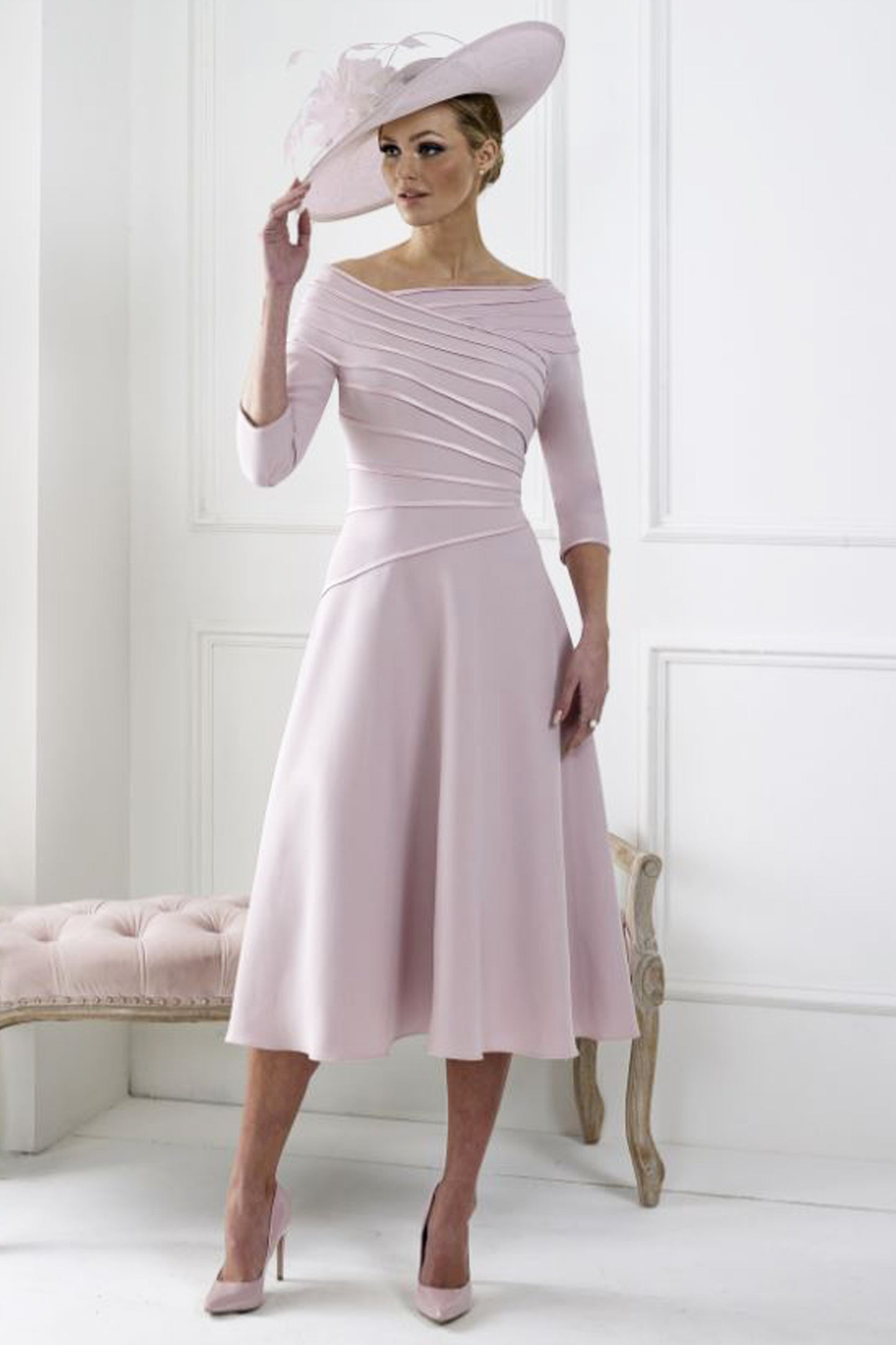 Irresistible Ribbon Detail Stretch Crepe Dress Dusty Pink IR7327E