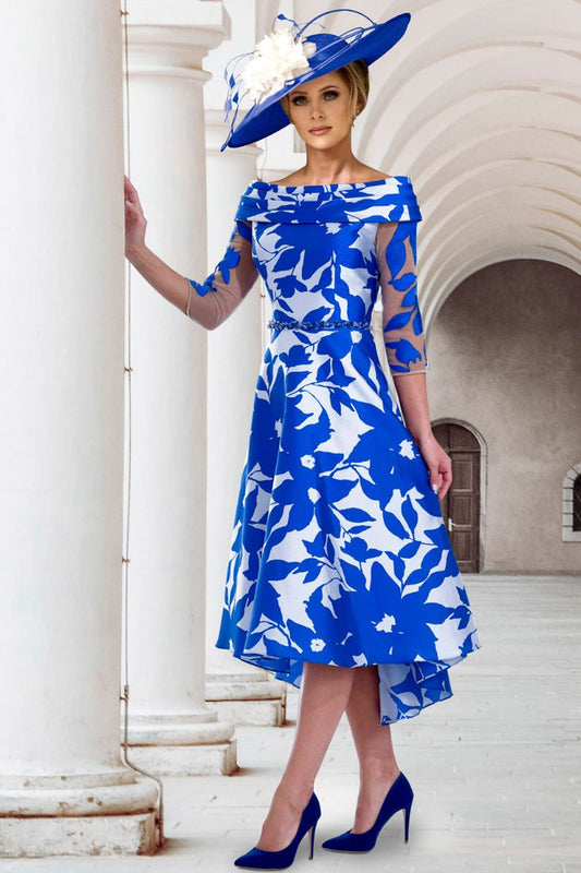 Irresistible Off The Shoulder Floral Detail Dress Cobalt/Ocean IR4053
