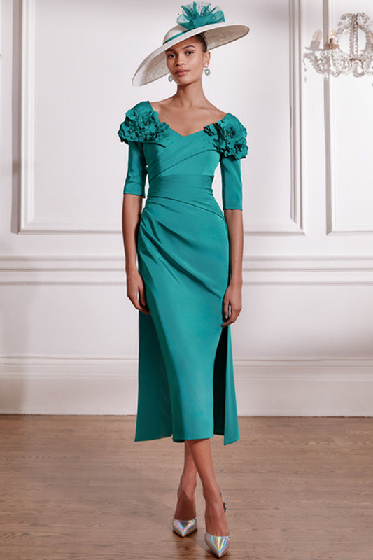 John Charles London Floral Cut Work Detailed Dress With Overskirt - Peacock - 29288B