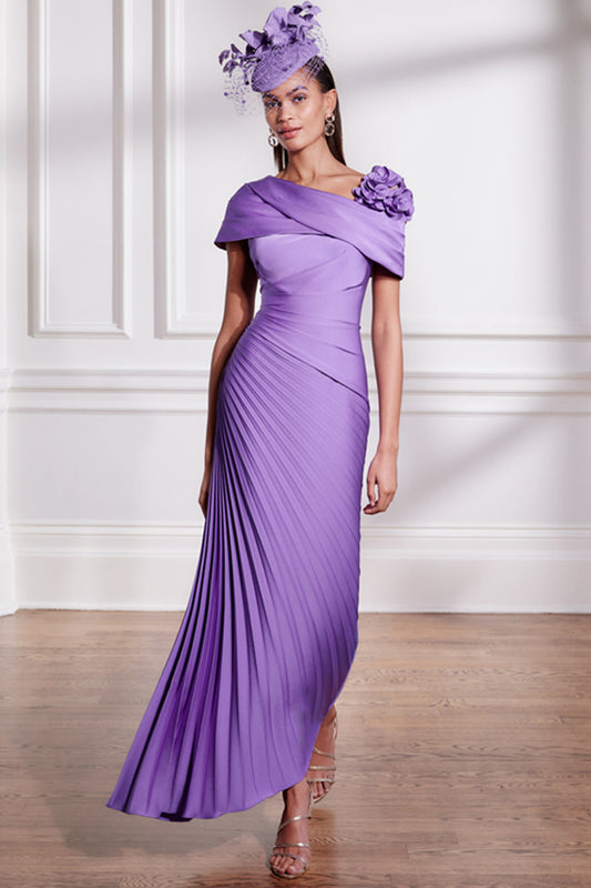 John Charles London 3D Flower Detail Pleated Midi Dress - Orchid - 66703