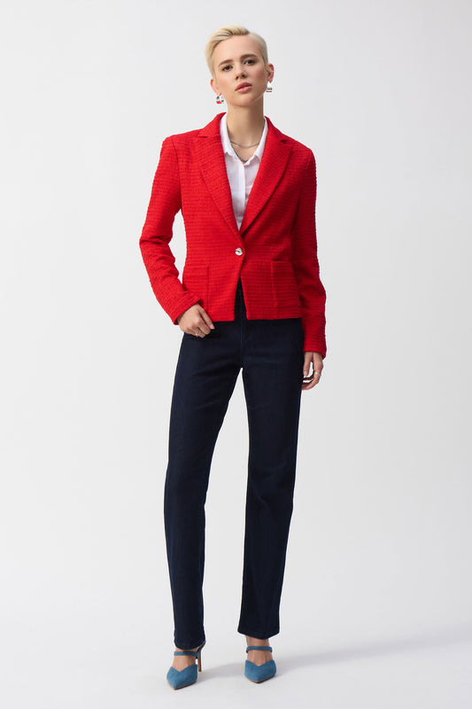 Joseph Ribkoff Bouclé Fitted Blazer Radiant Red 251239-4209