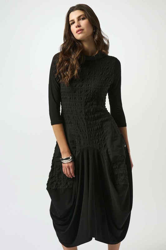 Joseph Ribkoff Bubble Jacquard & Silky Knit Cocoon Dress Black 253085-11