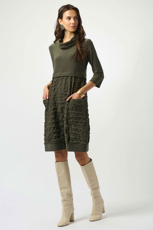 Joseph Ribkoff Jacquard And Silky Knit Cocoon Dress Avocado 243114F25-3380