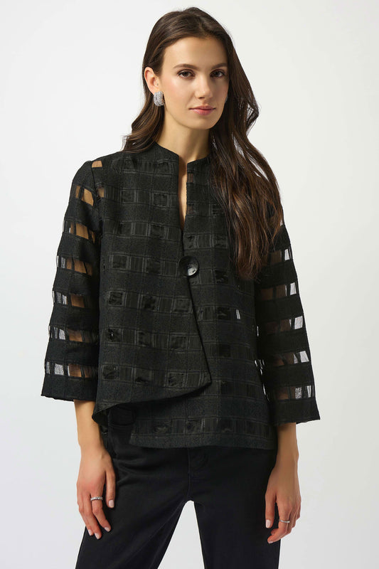 Joseph Ribkoff Novelty Checkered Print Swing Jacket Black 253199-11
