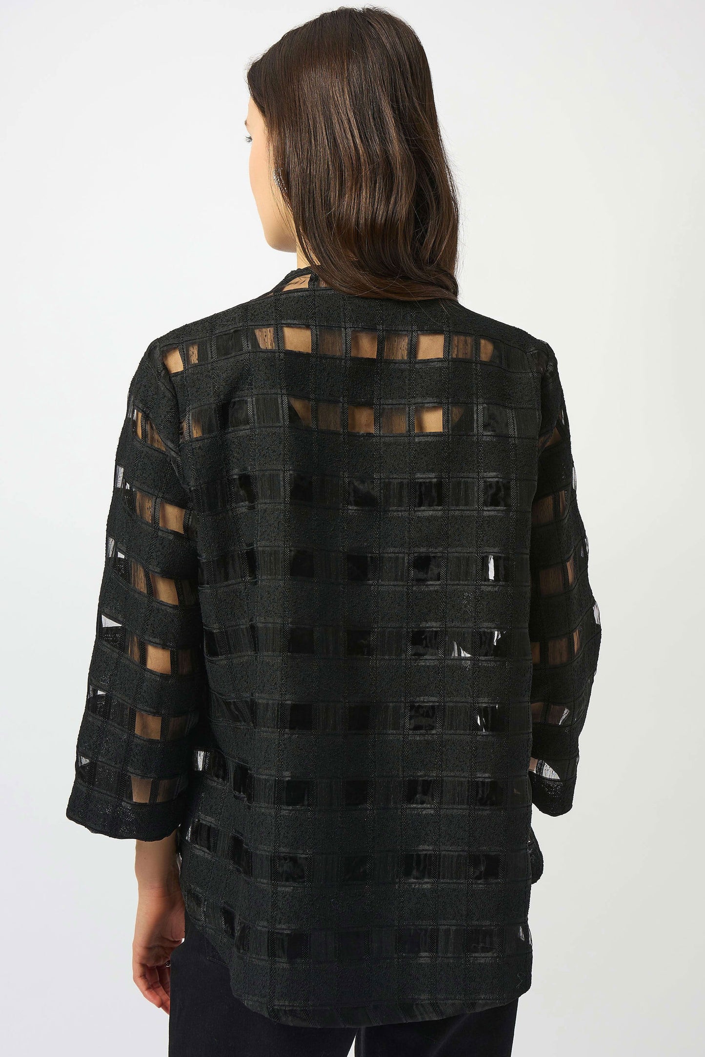 Joseph Ribkoff Novelty Checkered Print Swing Jacket Black 253199-11