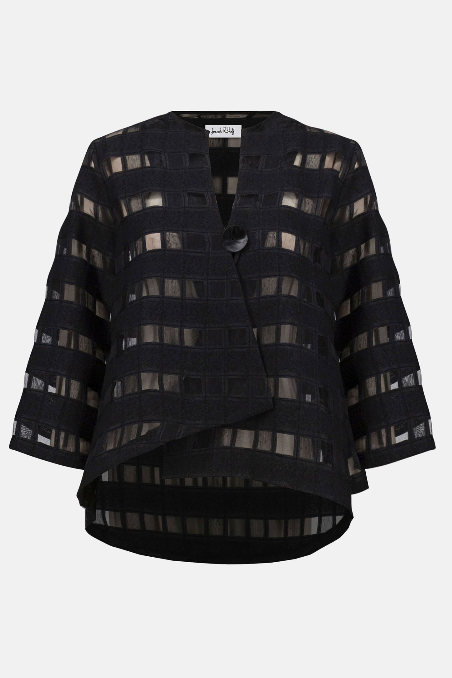 Joseph Ribkoff Novelty Checkered Print Swing Jacket Black 253199-11