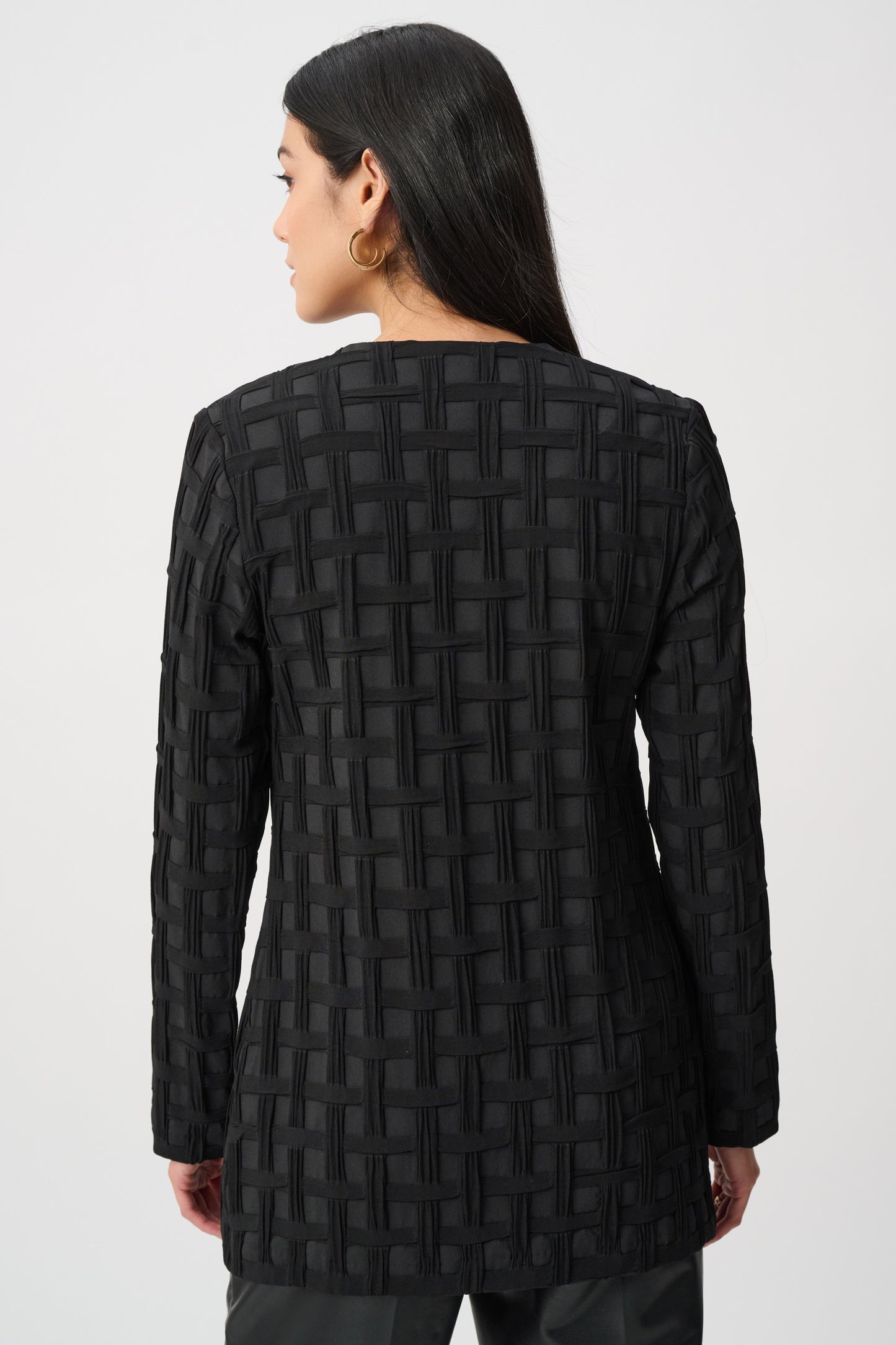 Joseph Ribkoff Textured Jacquard Collarless Jacket Black 263083