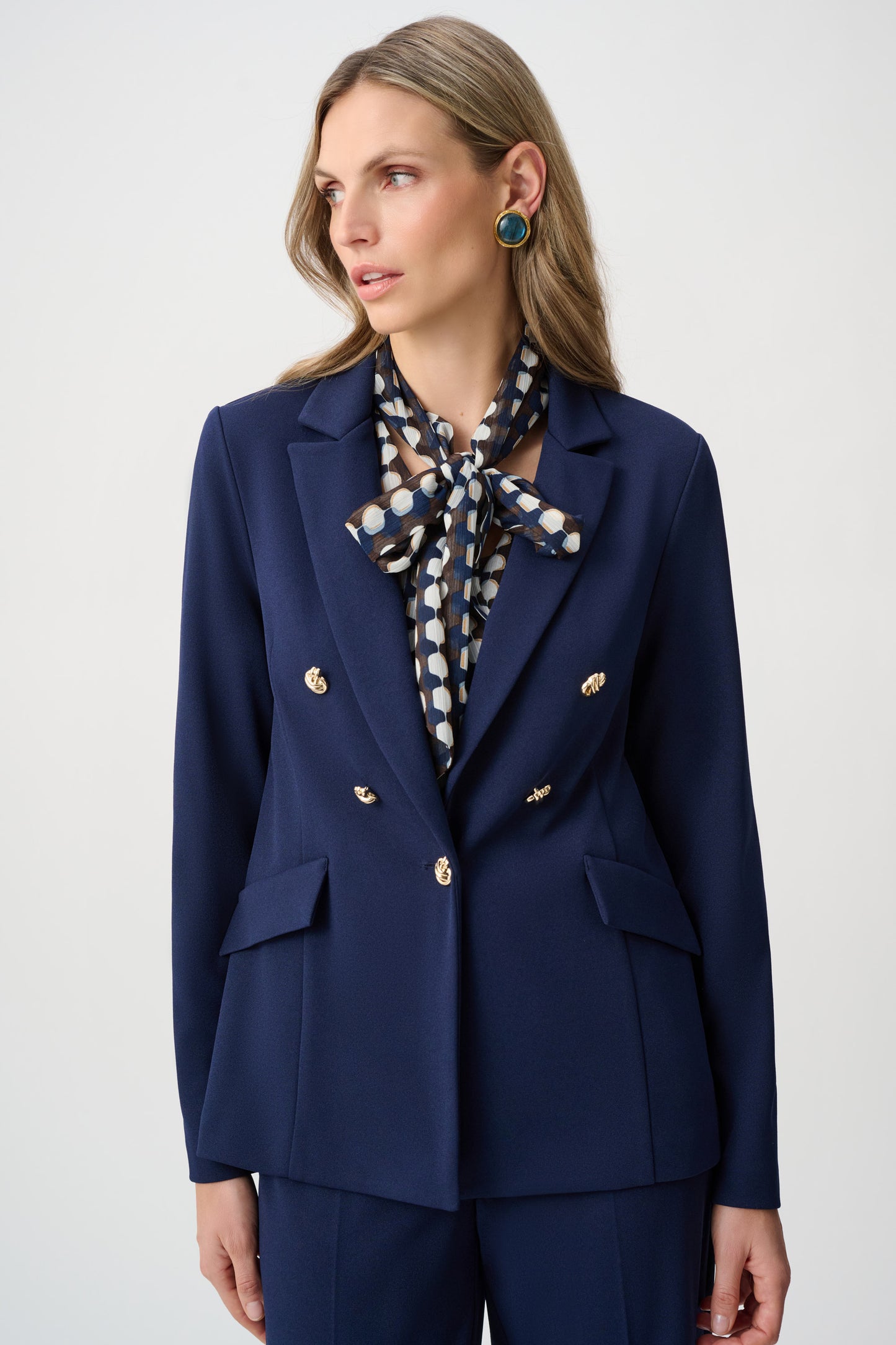 Joseph Ribkoff Scuba Crepe Fitted Blazer Indigo 263086