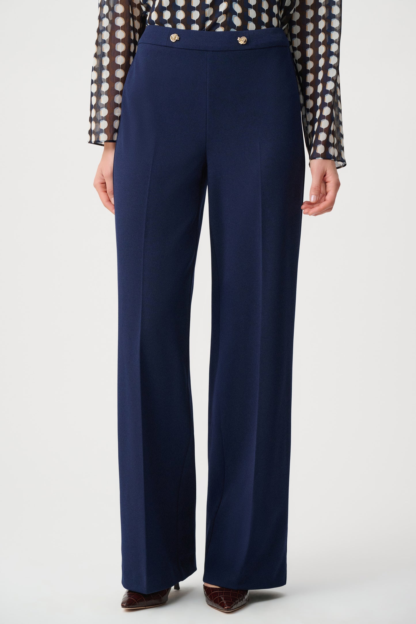 Joseph Ribkoff Scuba Crepe Wide Leg Pull-On Pants Indigo 263090