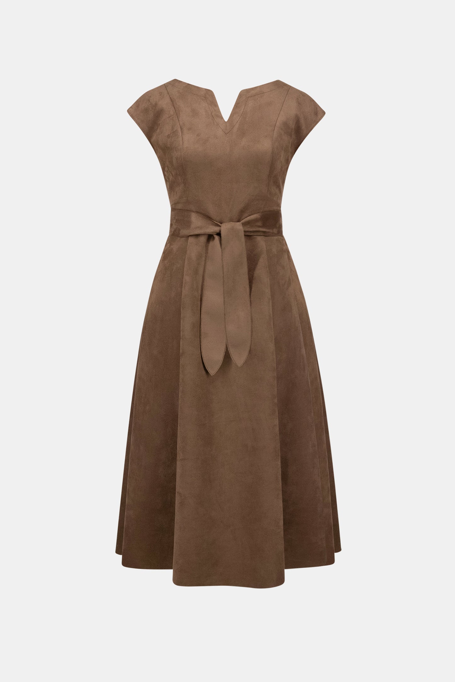 Joseph Ribkoff Scuba Suede Fit-and-Flare Dress Mink 263105