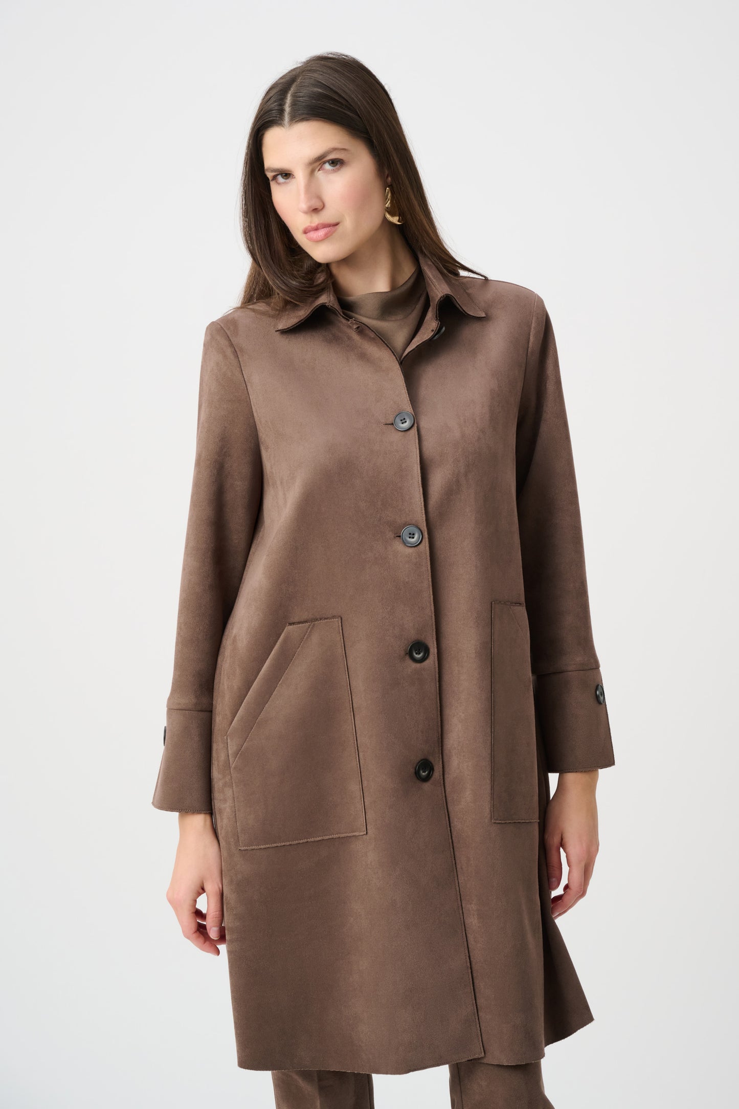 Joseph Ribkoff Scuba Suede Straight Coat Mink 263146