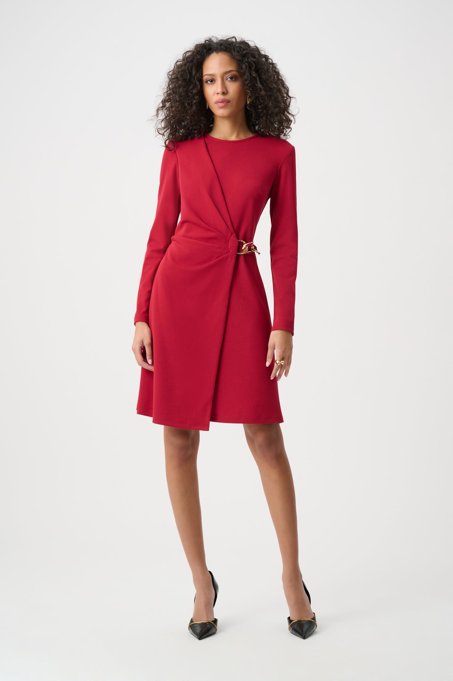 Joseph Ribkoff Scuba Crepe A-Line Wrap Dress Deep Cherry 263196