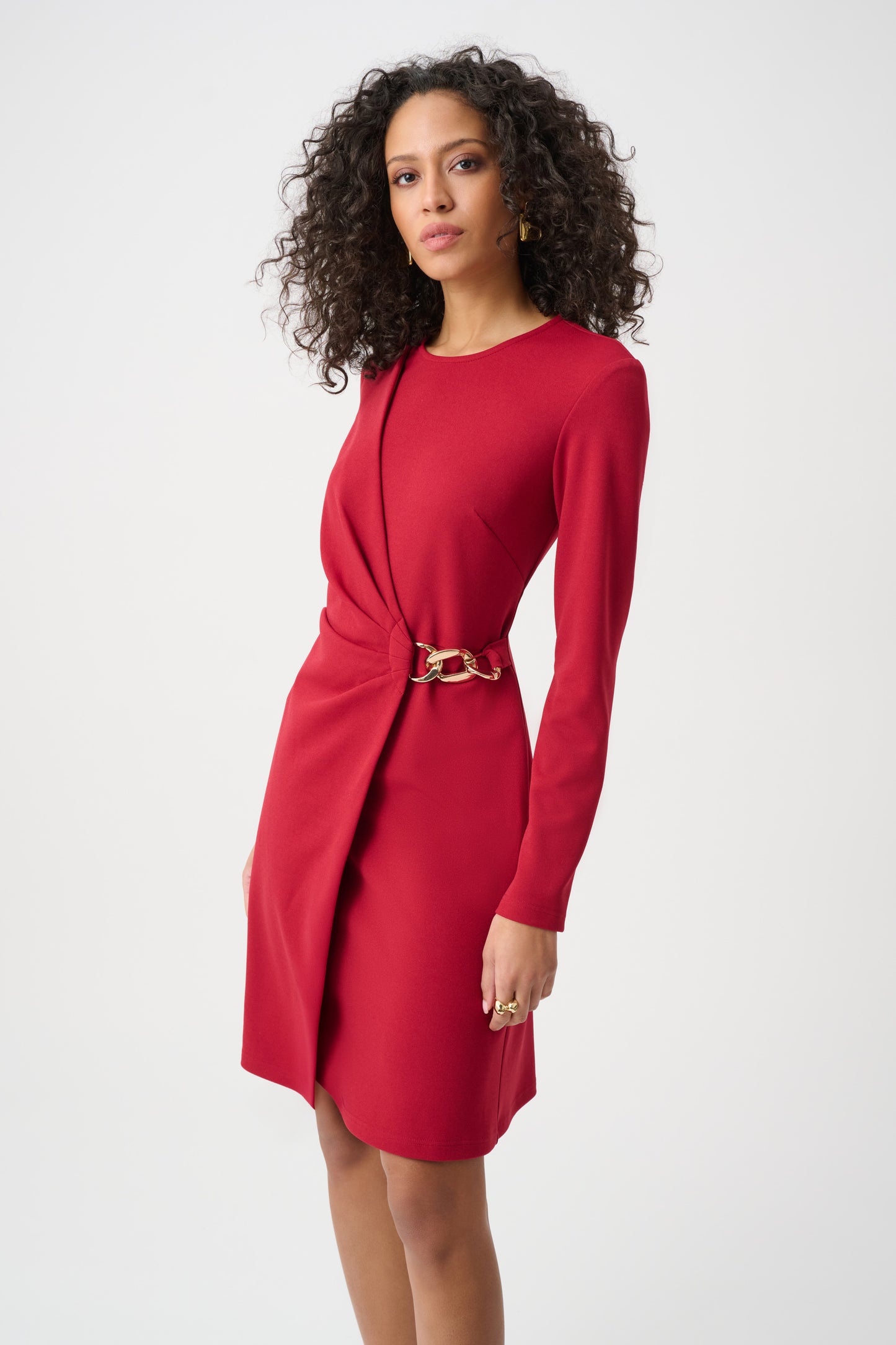 Joseph Ribkoff Scuba Crepe A-Line Wrap Dress Deep Cherry 263196