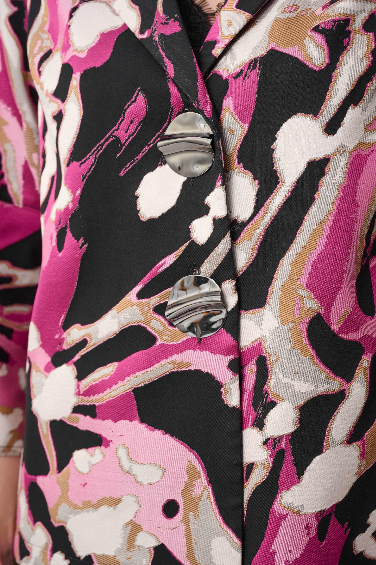 Joseph Ribkoff Signature | Jacquard Abstract Print Trapeze Jacket Black/Multi 263759