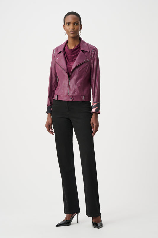 Joseph Ribkoff Foiled Faux Suede Fitted Jacket Elderberry 263907